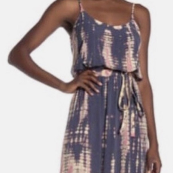 Michael Stars Jenna Tie Waist Maxi Dress Tie Dye Large - Picture 1 of 8